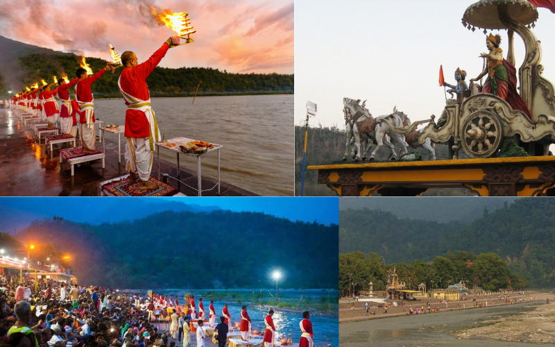 Triveni Ghat ganga aarti in Rishikesh